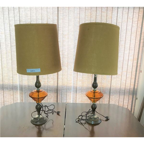 Two Gold Mid Century Modern Lamps