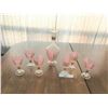 Image 1 : Pink & Gold Decanter & 6 Glasses