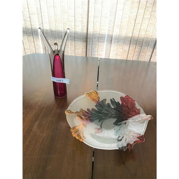 Stunning Burgundy/Teal/Gold Bowl & Glass Angel