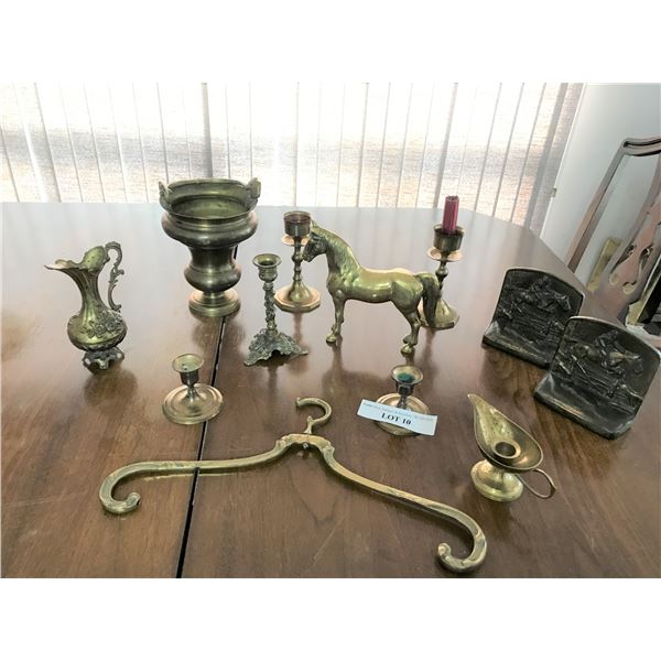 Brass – Horse, Coat Hanger, Candle Holders, Vase & Horse Book Ends