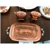Image 4 : Copper Sugar Bowl & Creamer Embellished w Grapes, Plates, Coffee Pot, Asst Plates, Bud Vase & Mid Ce