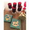 Image 2 : Red Pitcher, Goblet and Glass Set, Wind Bottle Coaster,  Poinsettia Glasses,   Gold/Red/Purple/Blue 