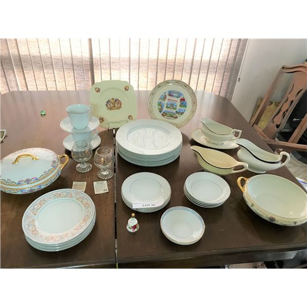 Limoges Elite Works China from France, Crown Victoria Lovelace China from Japan, 1937 Coronation Pla