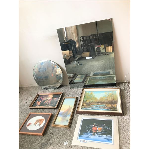 Variety of Pictures inc Petit Point Framed Horse, Richard De Wolfe Ltd Edition Duck Print, M. Hynn S