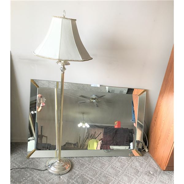 Decorative Wall Mirror and Large Floor Lamp
