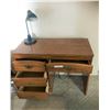 Image 2 : 4 Drawer Wood Desk & Lamp