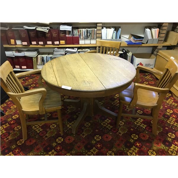 Round Wood Table and 3 Chairs