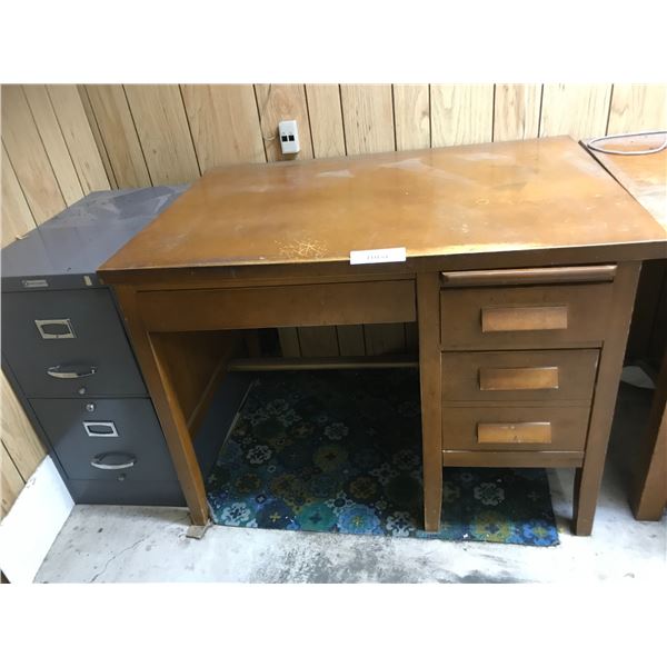 Wood 3 Drawer Desk, Asst Paper, 2 & 3 Drawer Filing Cabinets