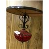 Image 3 : Pair of Mid Century Modern Hanging Lights w Red Glass & Wrought Iron Table