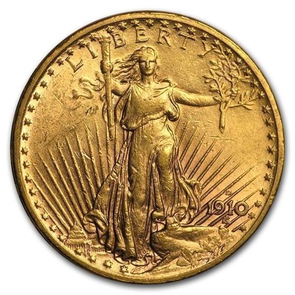 1910-D $20 Saint-Gaudens Gold Double Eagle BU