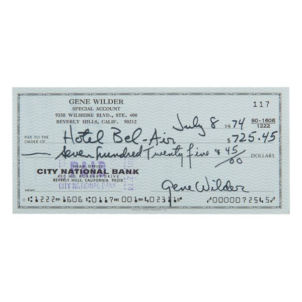 A Gene Wilder Signed Check.