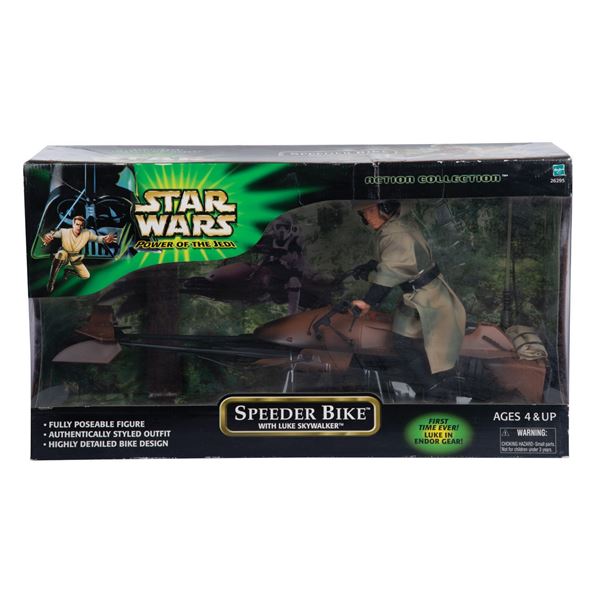 A Set of (3) 12" Figures & Speeder Bike Toys.
