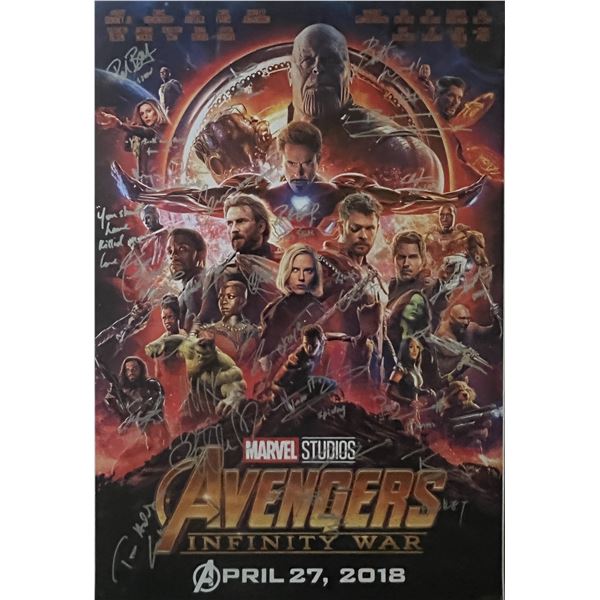Avengers Infinity War cast signed movie poster