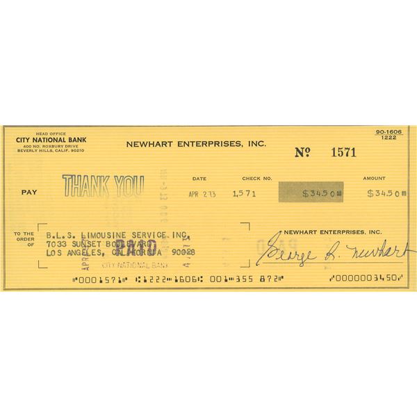 George Newhart signed check
