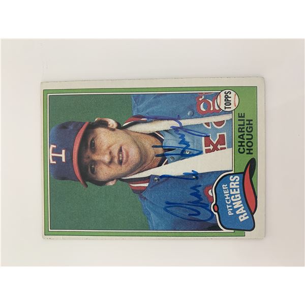 Charlie Hough signed baseball card
