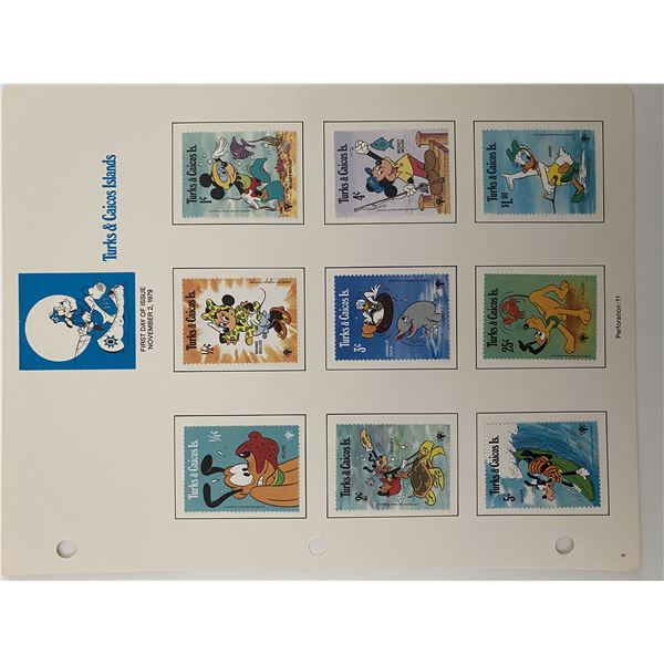 Walt Disney Mickey & Friends Stamp Sheet. Turks & Caicos Islands.