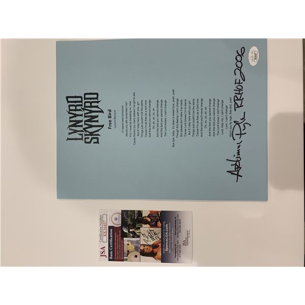 Lynyrd Skynyrd signed Artimus Pyle Freebird lyrics