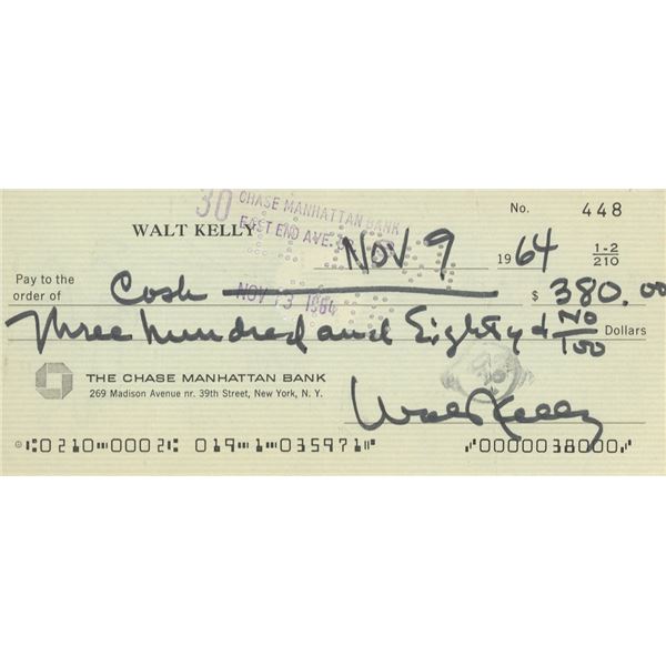 Walt Kelly signed check