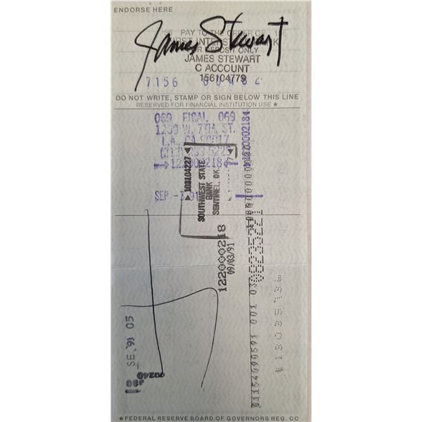 James Stewart endorsed check