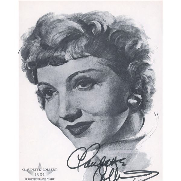 Claudette Colbert signed promo card