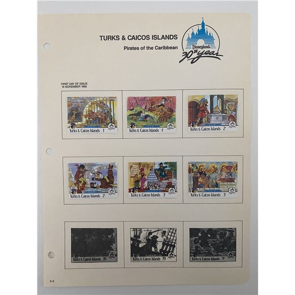 Walt Disney Pirates of the Caribbean Stamp Sheet. Turks & Caicos