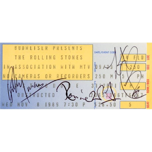 Rolling Stones signed concert tickets
