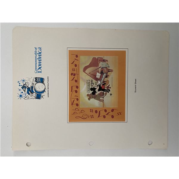 Walt Disney Mickey Mouse Stamp Sheet. Commonwealth of Dominica