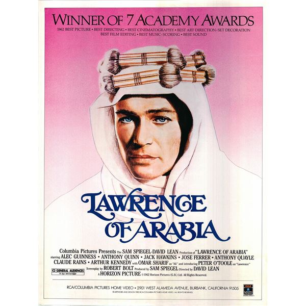 Lawrence of Arabia original 1983R vintage video one sheet