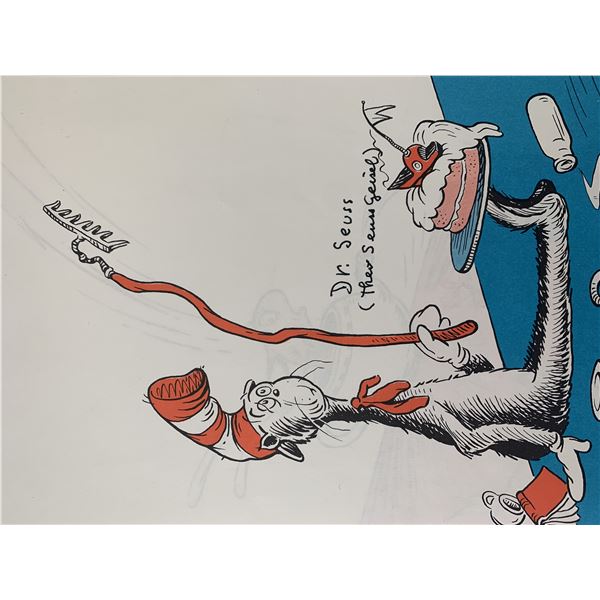 Dr. Seuss signed double book page- Rare
