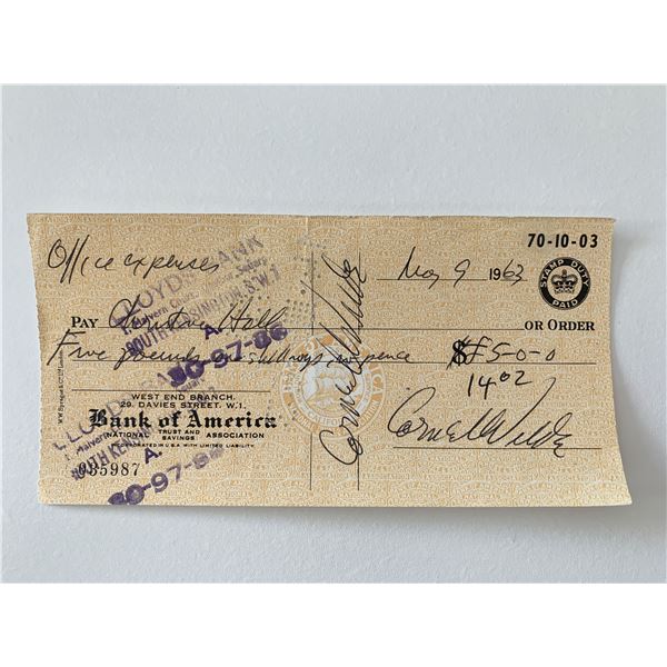 Cornel Wilde signed check