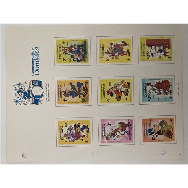 Walt Disney Mickey & Friends Stamp Sheet. Commonwealth of Dominica