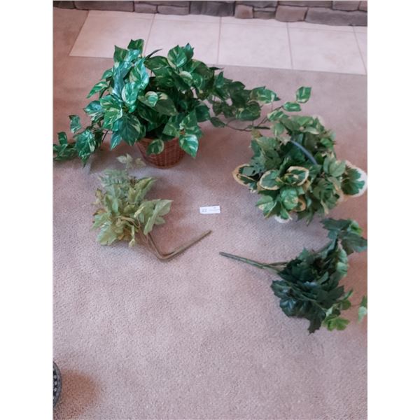 Two Artificial Plants In Baskets & Two Branches