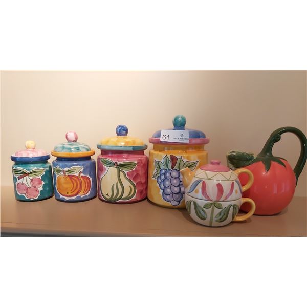 Decorative Tea, Flour, Sugar Storage Containers &Tea Pot