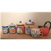Image 1 : Decorative Tea, Flour, Sugar Storage Containers &Tea Pot