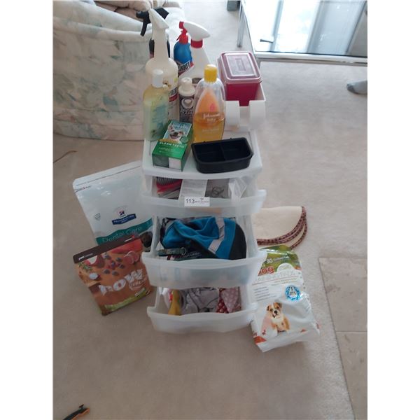 Plastic Organizer Full of Dog Supplies