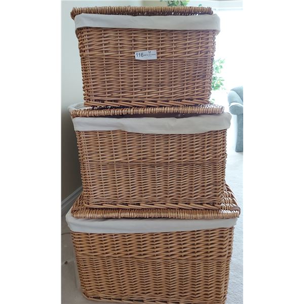 3 Wicker Nesting Baskets