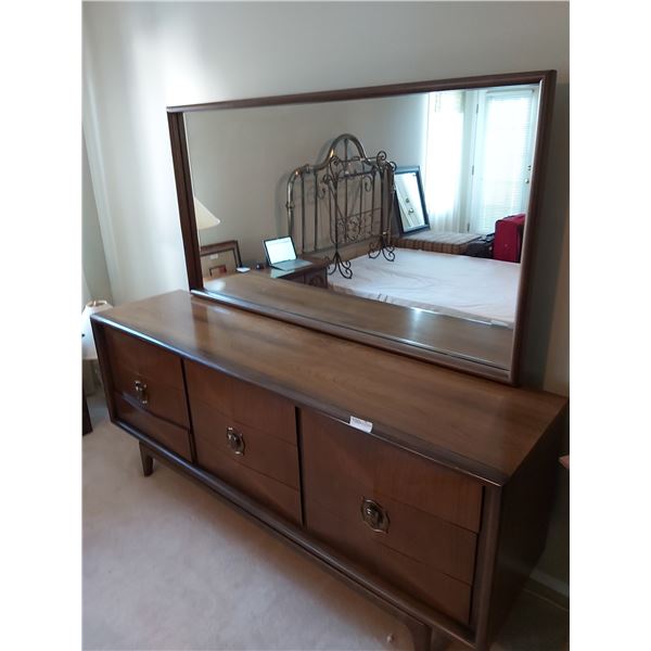 Long Wood Dresser With Mirror