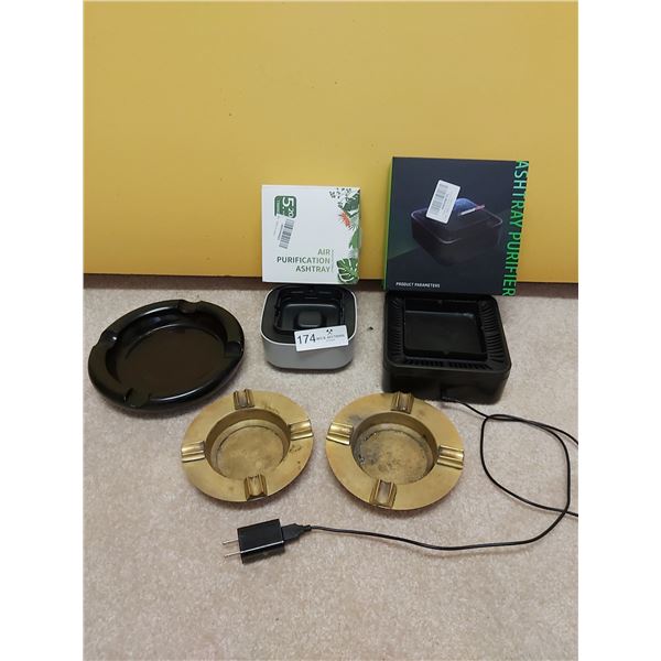 Two Air purification Ashtray & Three Normal Ashtrays