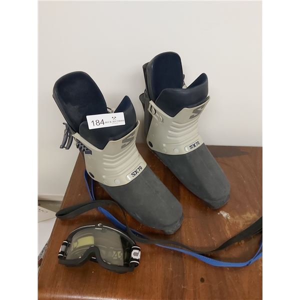 Saloman SX70 Ski Boots Size 345 & Goggles
