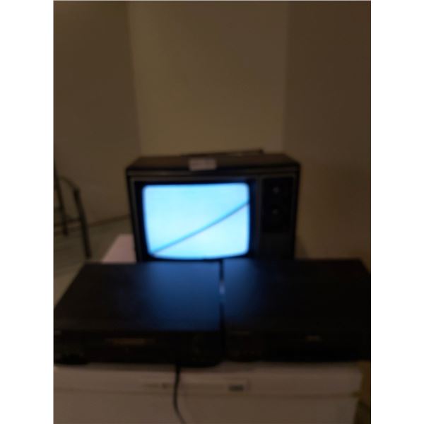 Vintage 14" Sears TV & Two VHS Players
