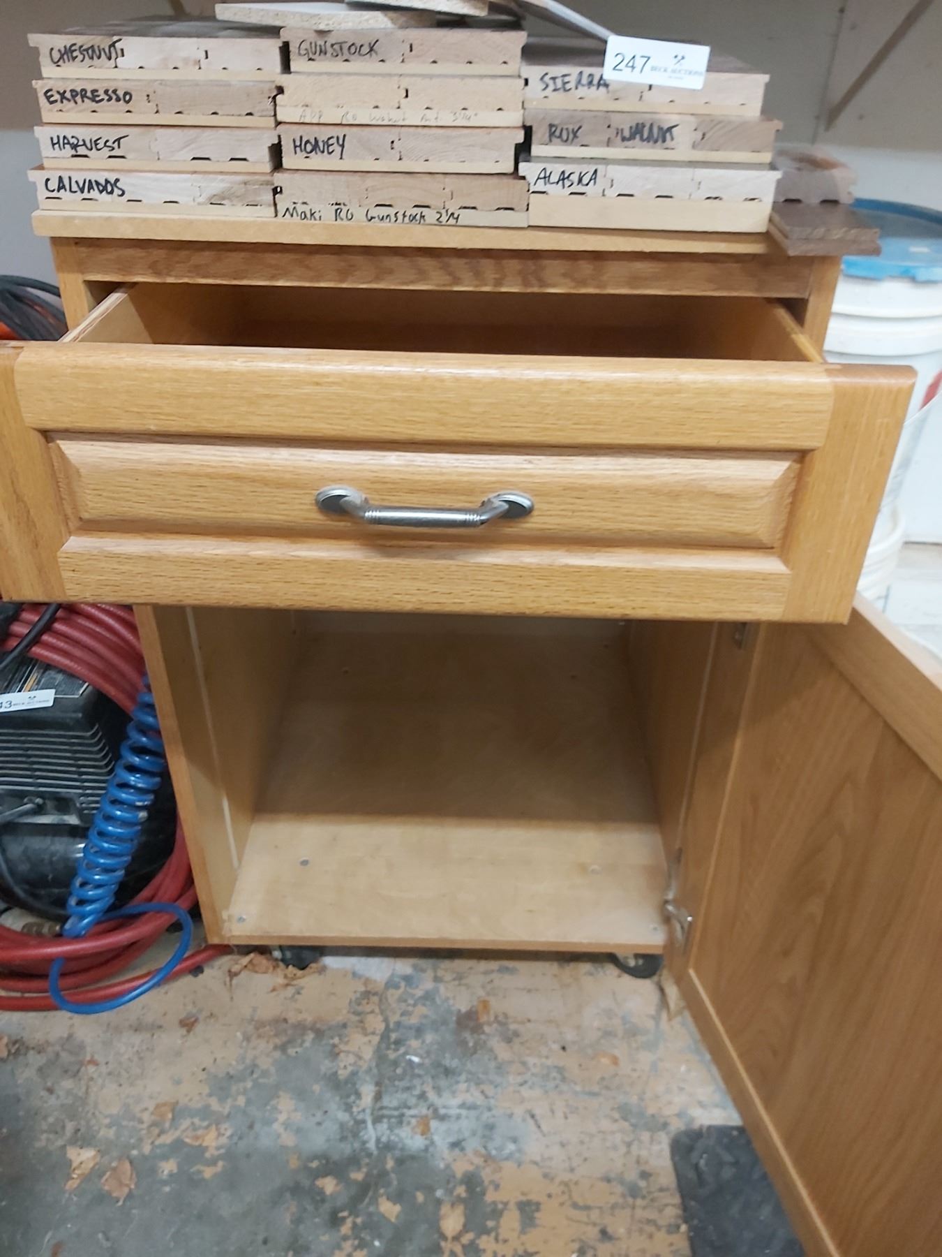 Storage With Wood Samples Beck Auctions Inc.