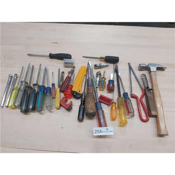 Assortment Of Screw Drivers & Tools