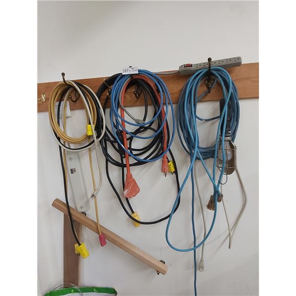 Assortment Of Extension Cords & Work Light