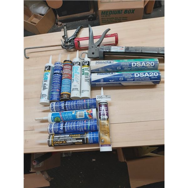Two Caulking Guns & Verity Of Caulking Material