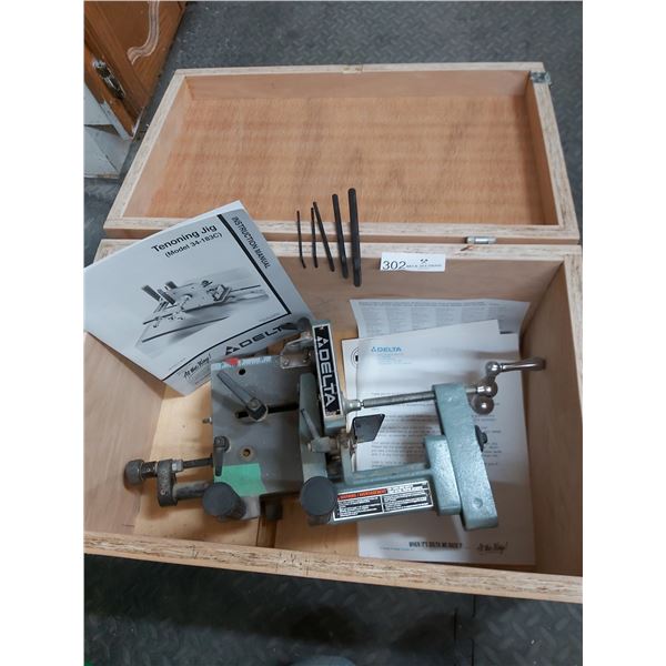 Delta Tenoning Jig In Handcrafted Wood Box