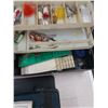 Image 3 : 3 Fishing Tackle Boxes with Contents.  1 of the 3 boxes is a Myster box.  Taped Closed