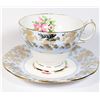 Image 1 : QUEEN ANNE BLUE BAND WITH GOLD TONE LEAF TEA CUP