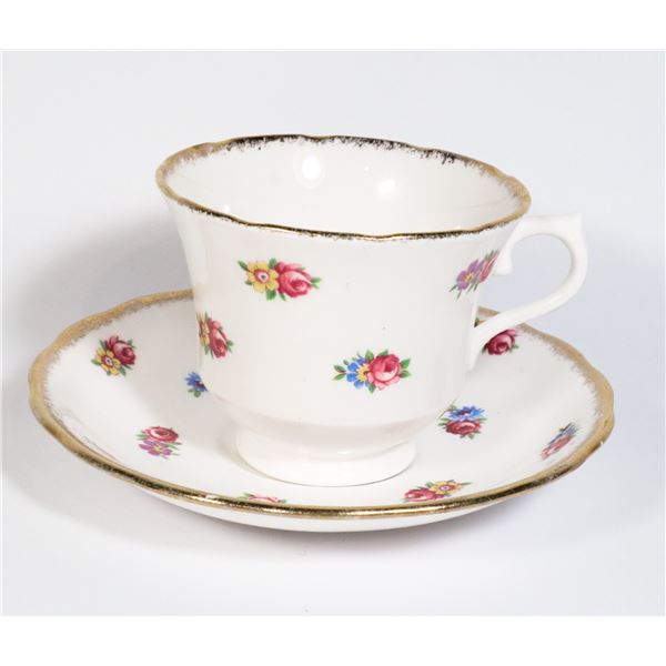 VALE PETITE FLOWER PATTERN TEACUP AND SAUCER