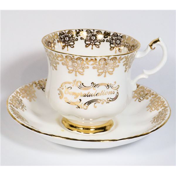 PARAGON "CONGRATULATIONS" TEA CUP AND SAUCER