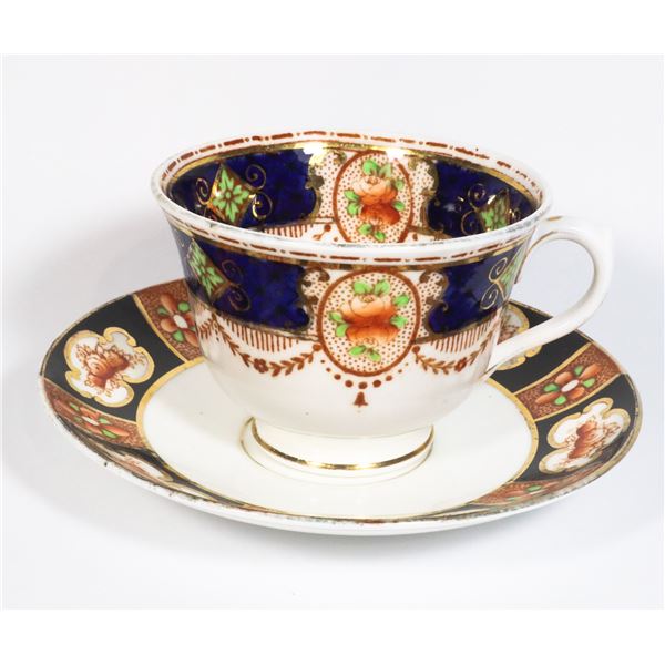 ROYAL ALBERT BLUE BORDER, ROSE DESIGN TEA CUP